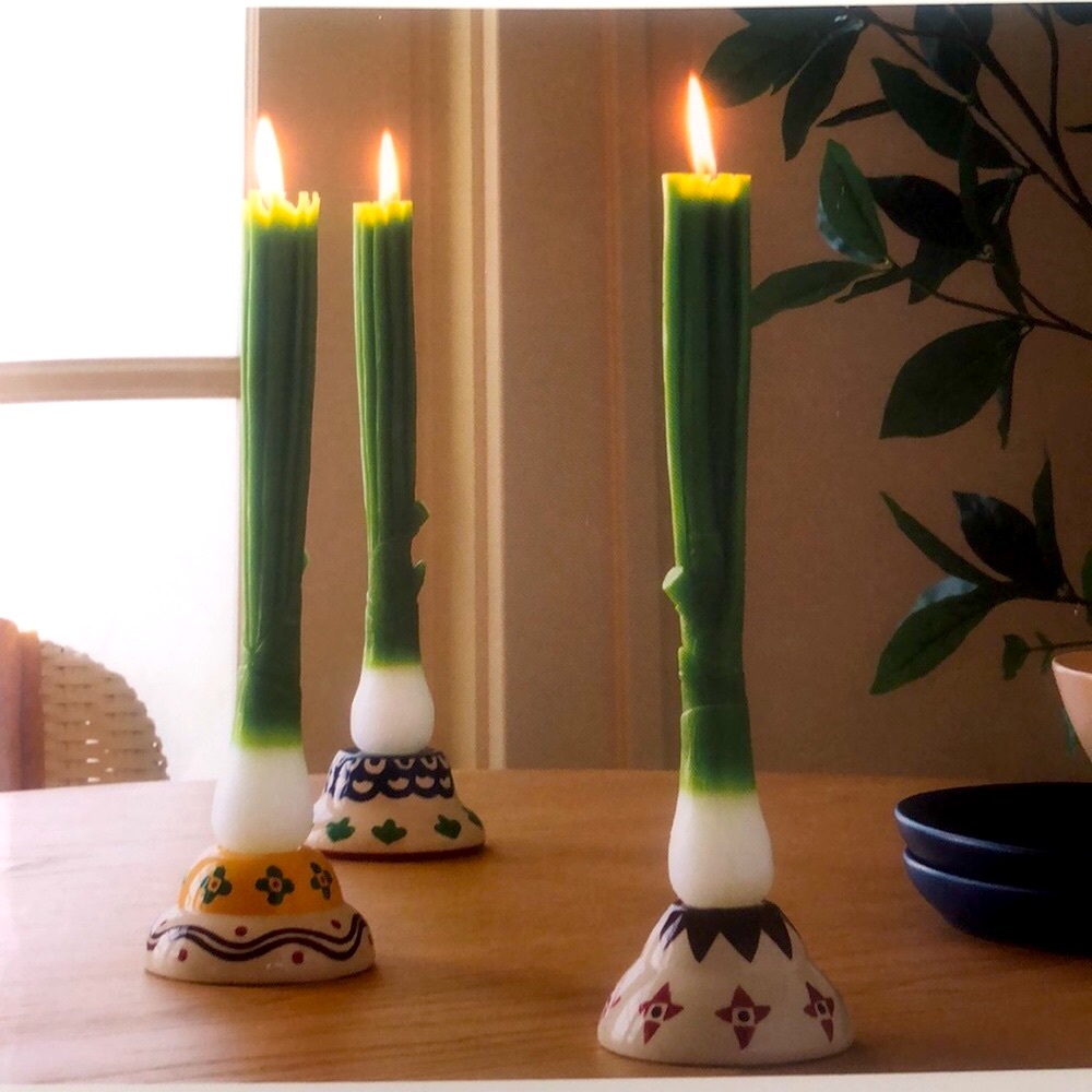 Threshold Green Onion Taper Candles  and Holders